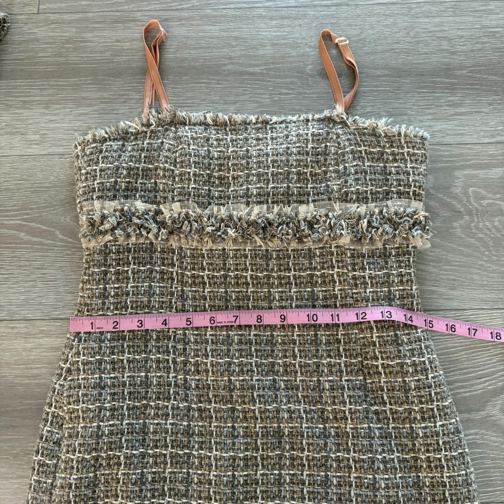 Rinascimento Womens Beige Plaid Made In Italy 2 Piece Tweed Dress & Jacket Set S - Picture 15 of 16